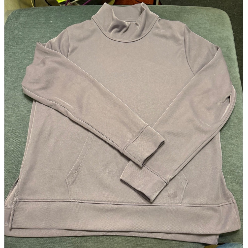 Under Armour ColdGear Womens Mock‎ Neck Pullover Fleece Hoodie Lavender Purple L